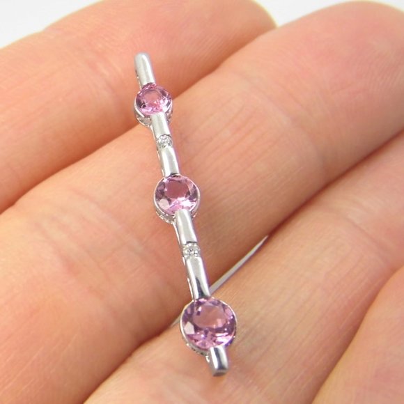 Pink TOPAZ & Diamond Platinum Journey pendant - Picture 4 of 10